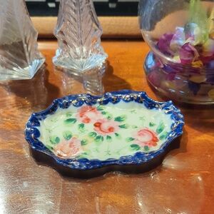 Small Delicate Nippon Hand Painted Rose China Candy, Trinket, Soap Dish
